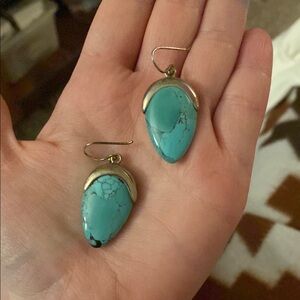 Turquoise and Gold Teardrop Earrings